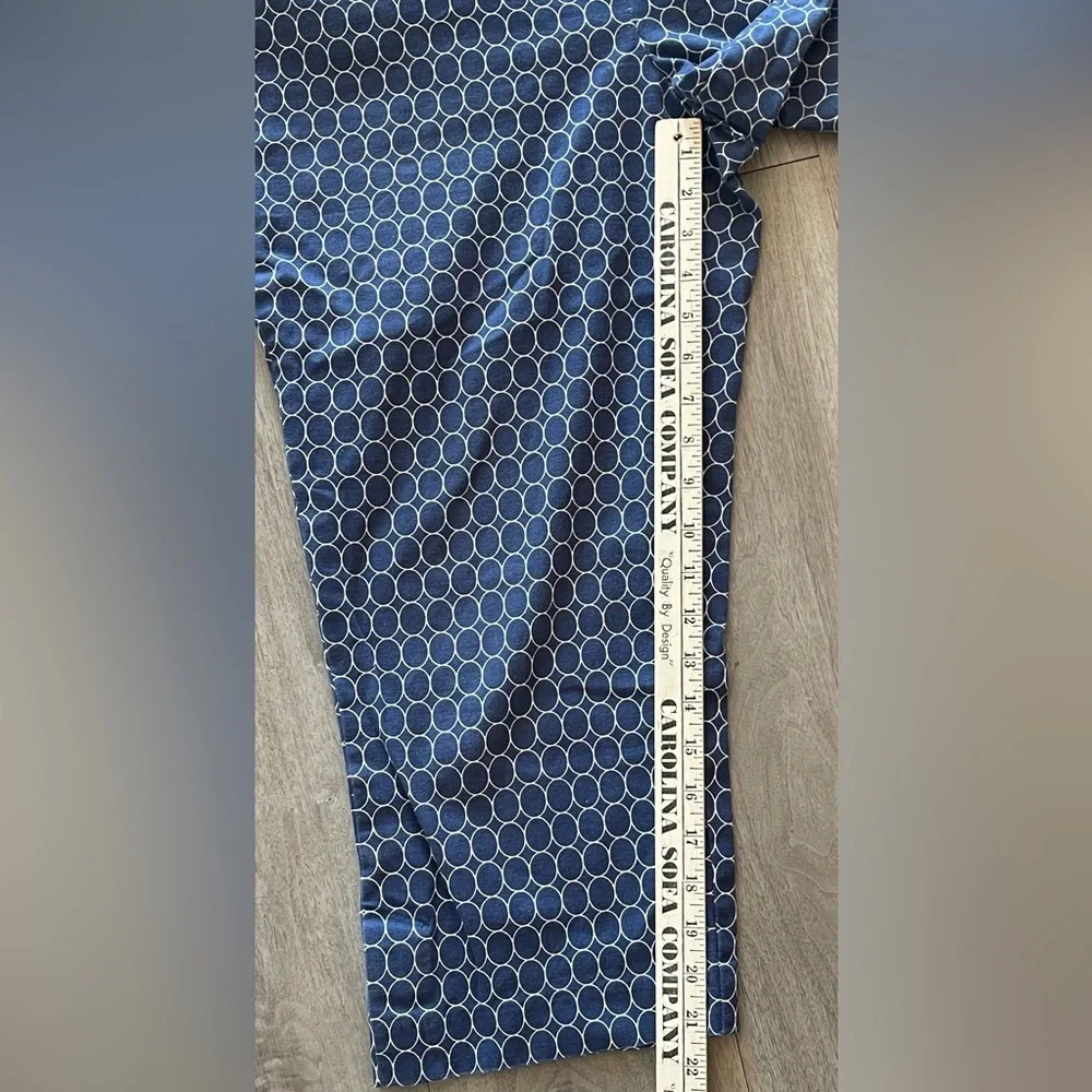 Talbots Stretch Cropped Causal Dress Pants Blue White Circle Pattern Women’s 14 - Picture 10 of 11